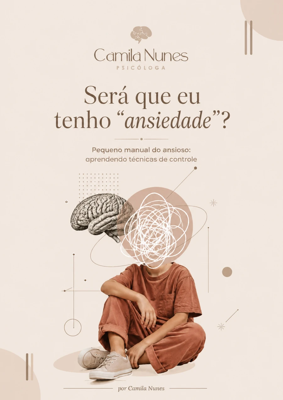 Capa do e-book Será que eu tenho ansiedade? da psicóloga Camila Nunes